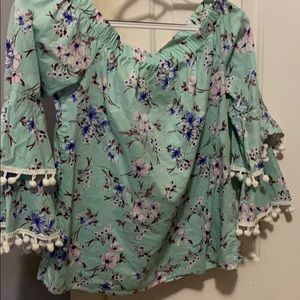 Blue off the shoulder tunic